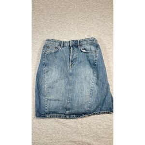 We The Free Denim Jean Skirt Womens 27 Blue Pleated Button Front Mini Casual‎